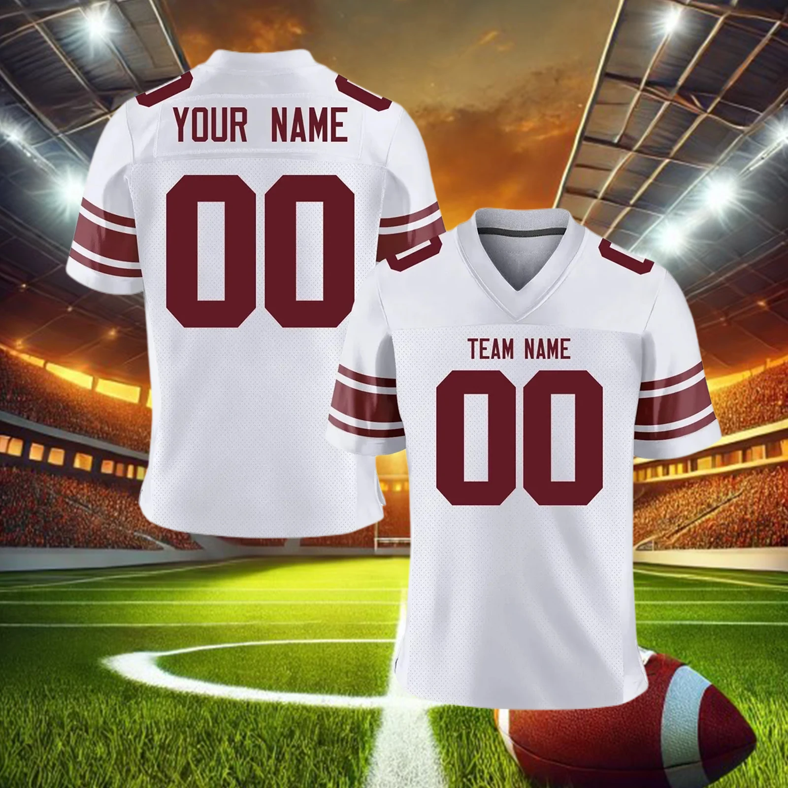 Custom American Football Jersey Personalized Blue White Team Printed Name Number Shirt Men Women Youth Kids Training Uniform