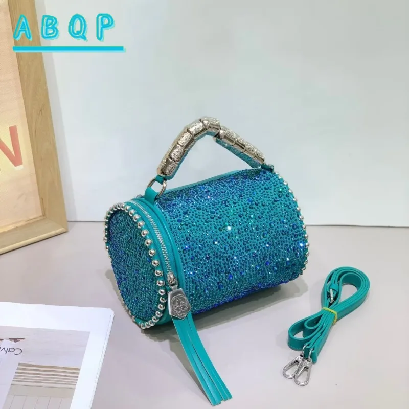 

Новая женская сумка, украшенная бриллиантами, модная женская блестящая сумка через плечо от люксового бренда, блестящая женская сумка для ужина большой вместимости