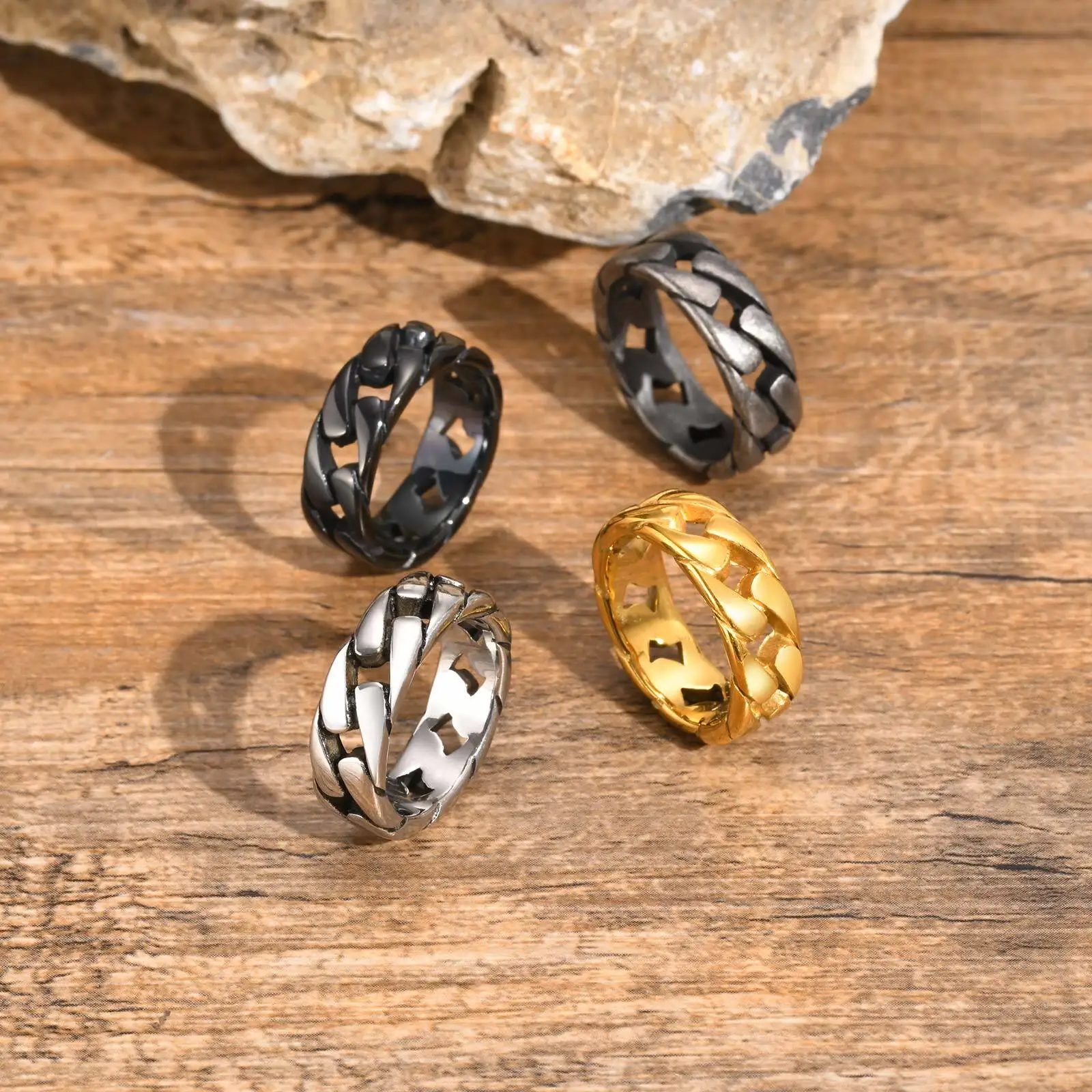 7 مللي متر الرجال الفولاذ المقاوم للصدأ حلقة للرجال العصابات الجوف الصلب كبح رابط سلسلة السائق الدائري #6