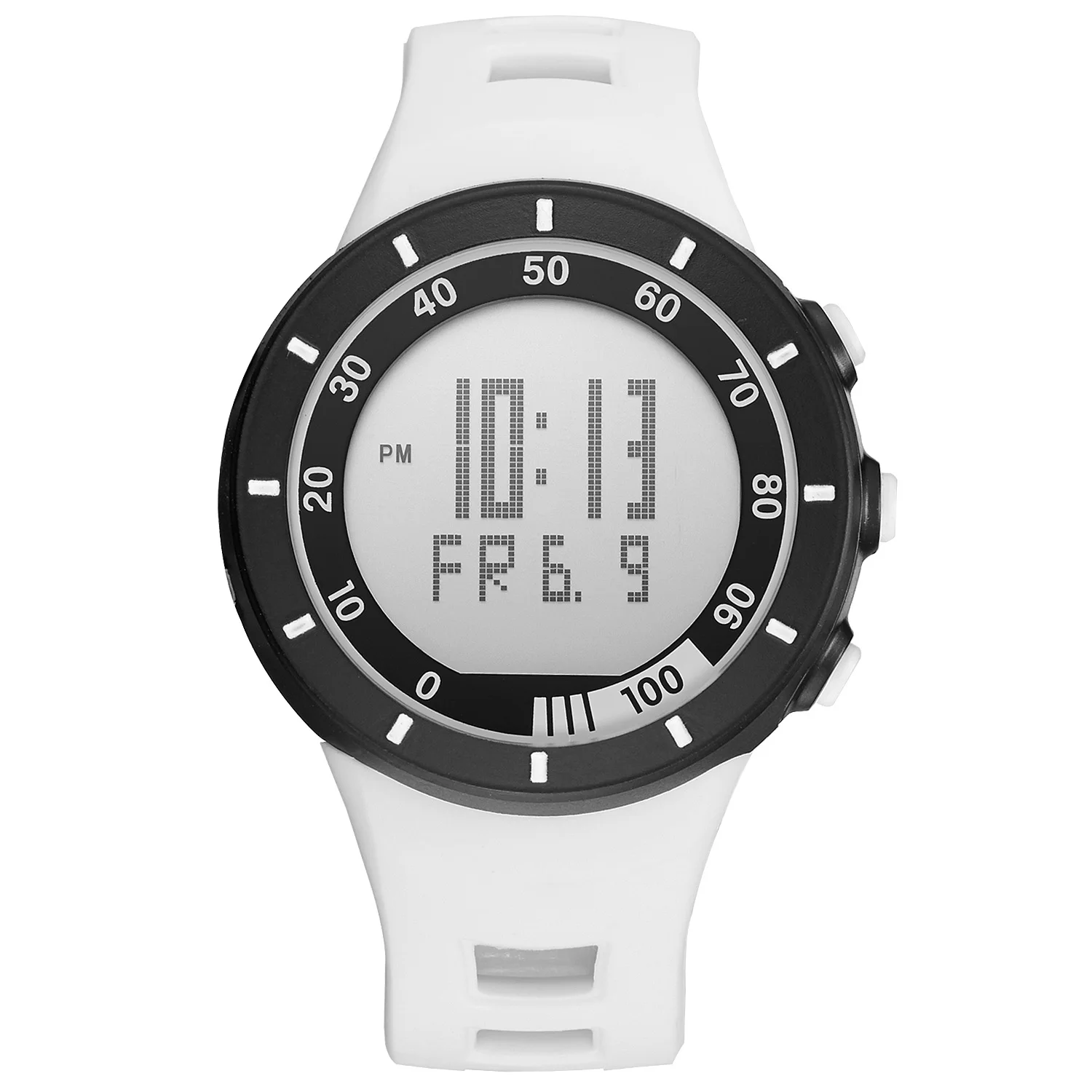 OHSEN Brand LCD Digital Watch Mens Womens Outdoor Sport Watches 50M Waterproof Fashion White Rubber Band Wristwatch Clocks Gifts