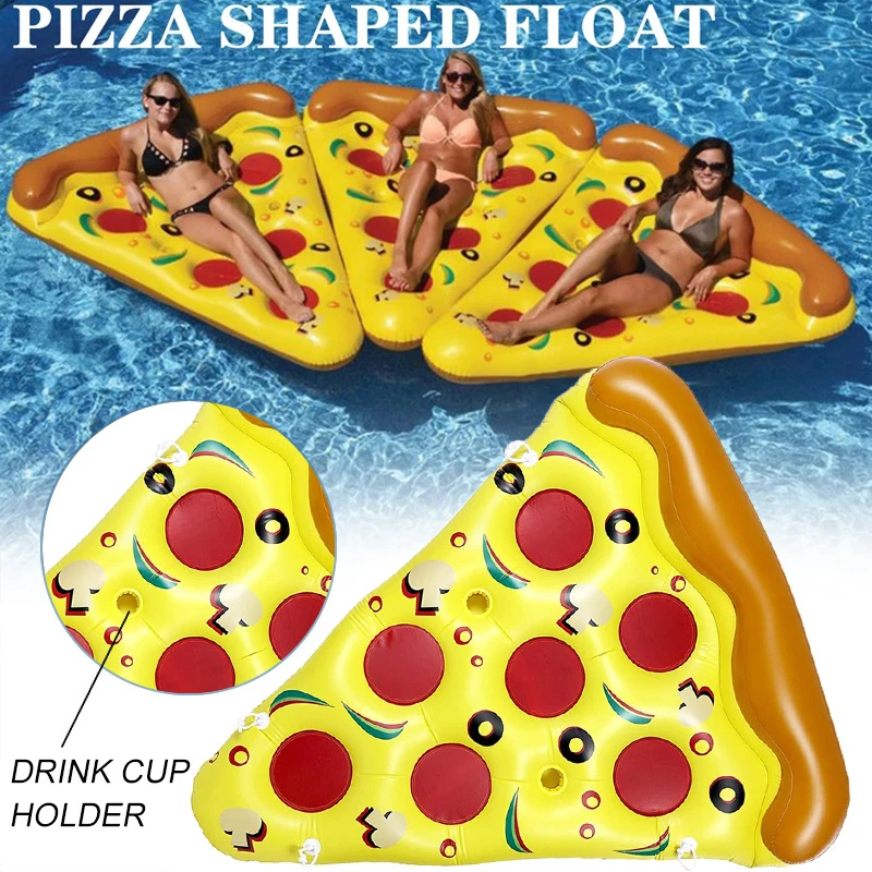 

Giant Pizza Slice Inflatable Water Lounger, Thick PVC Float with Cup Holders for Adults, Summer Beach & Party Toy.