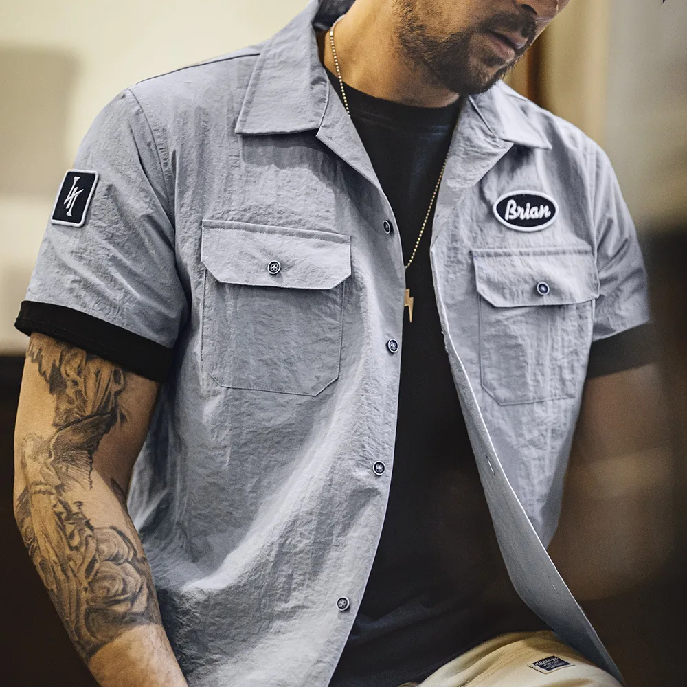 

Madden Workwear American Retro Speed And Passion Cuba Collar irt Hard Man Vintage irt Men Summer Slim Fit ort Sve Po...