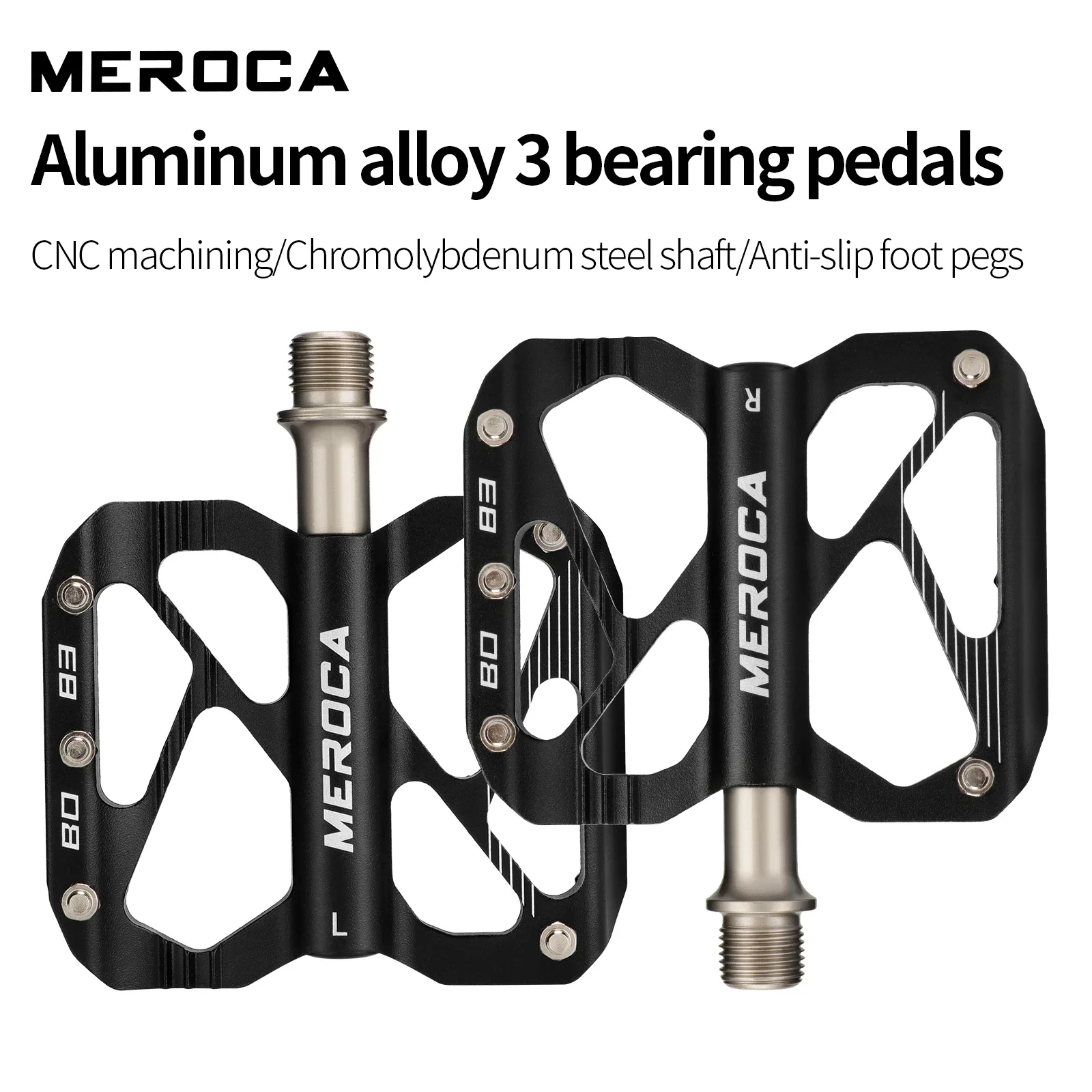 MEROCA 3-Bearing MTB Bicycle Pedal Anti-Slip Widened Sealed Bearing Cnc Aluminum Alloy Mountain Bike Pedals Road Bicycle Pedal