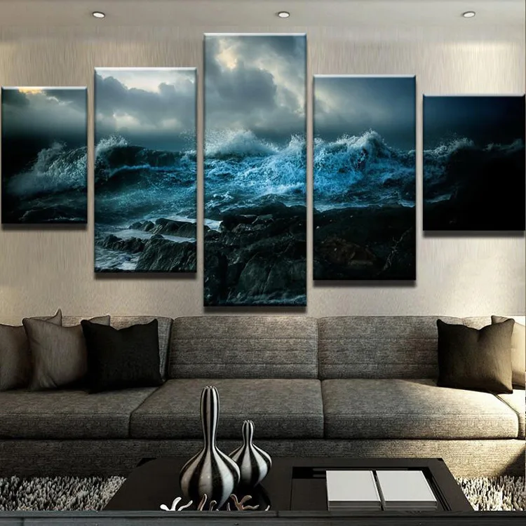 100CM high-definition decorative painting, printed poster, 5-link ocean lightning house decoration mural