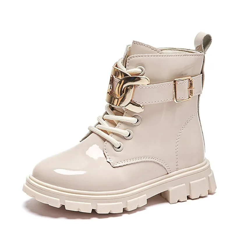 

Children's Leather Boots 2024 New Spring and Autumn Girls' Fashion Short Boots British Style Girls' Soft Sole Leather Boots