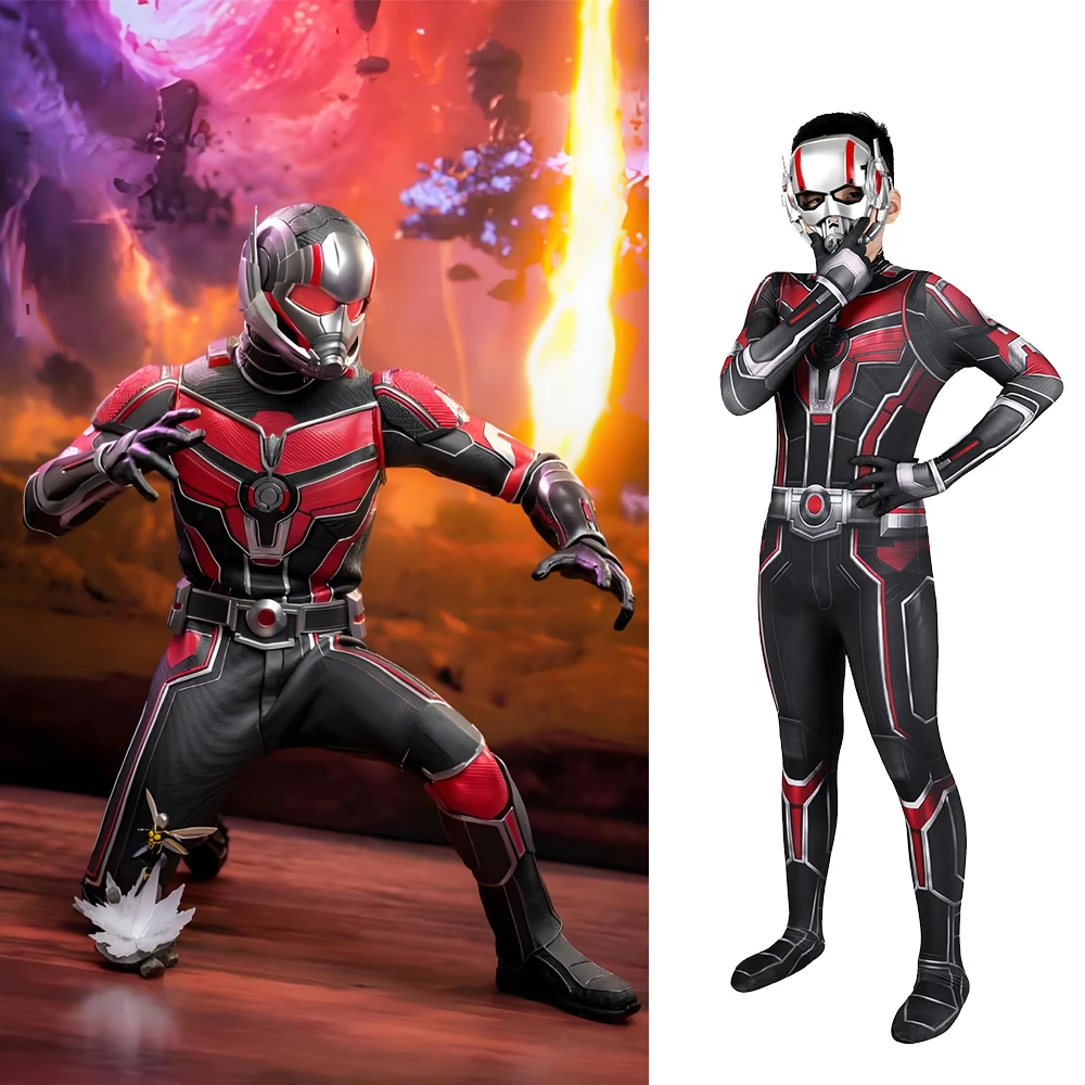 

AntMan and the Wasp Quantumania Cosplay Boys Scott Lang AntMan Costumes 3D Printed Spandex Zentai Outfit Halloween Bodysuit Kids