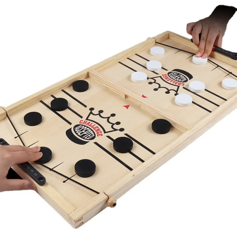 Wooden Bounce Chess 2-in-1 Board Game: Two-Player Battle Toy Interactive Catapult Chess