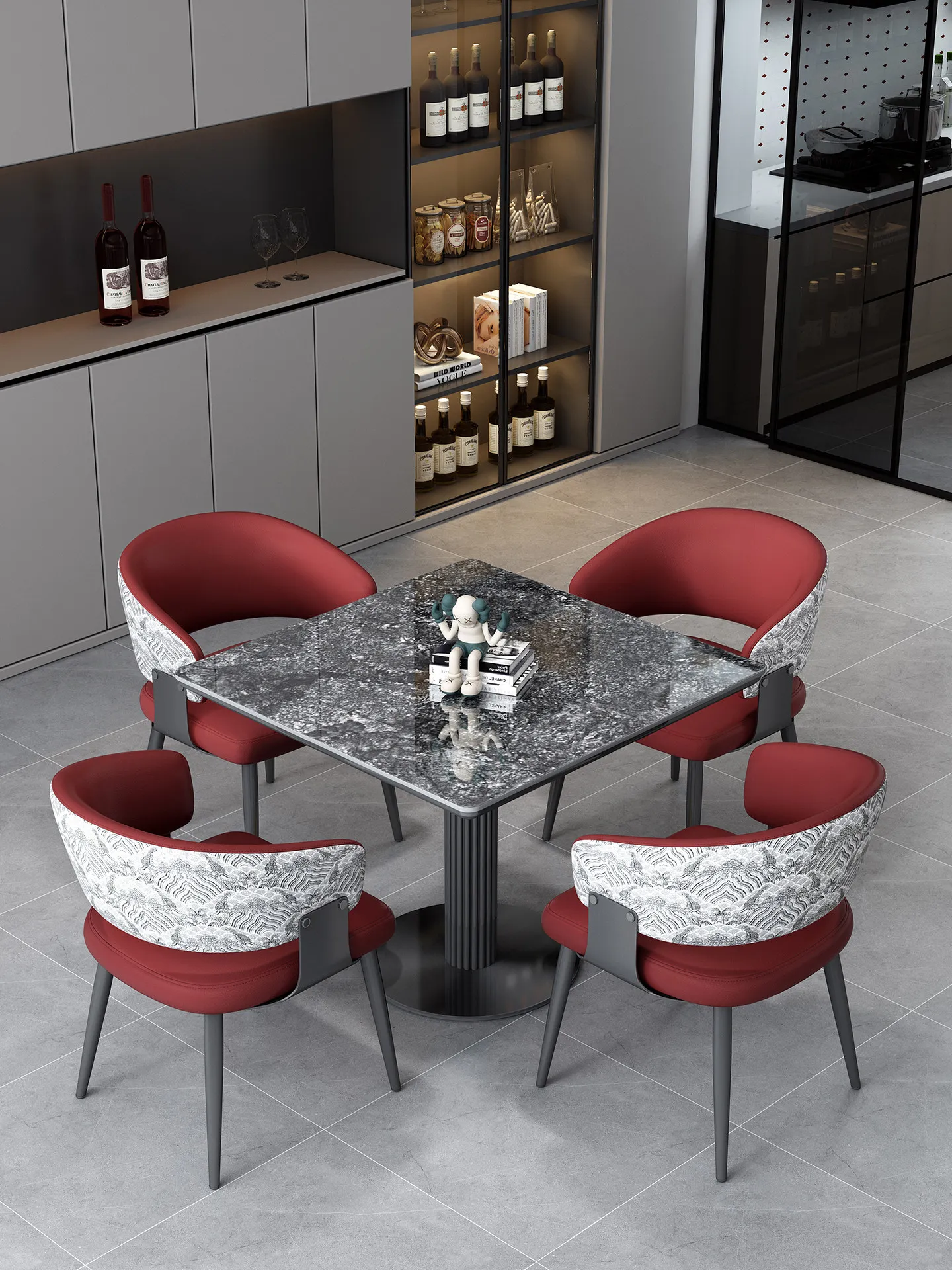 ！@Casual Playing Card Table Studio Discussion Table Craft Beer Small Restaurant Coffee Bar Italian Minimalist Metal Square Set
