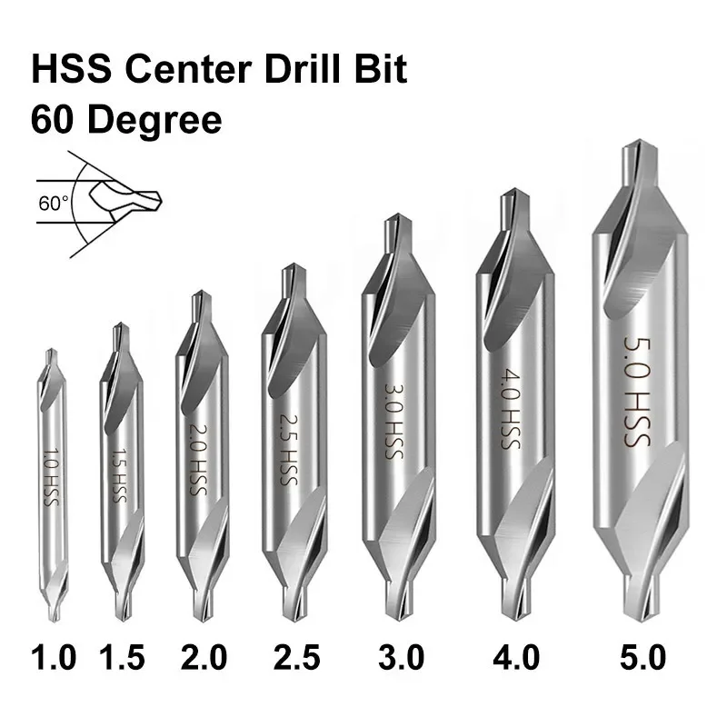 HSS punte centrali combinate 60 gradi controsoffitti Set di punte angolari 1.5mm 2.0mm 2.5mm 3mm 4mm 5mm 6mm punta da trapano in metallo