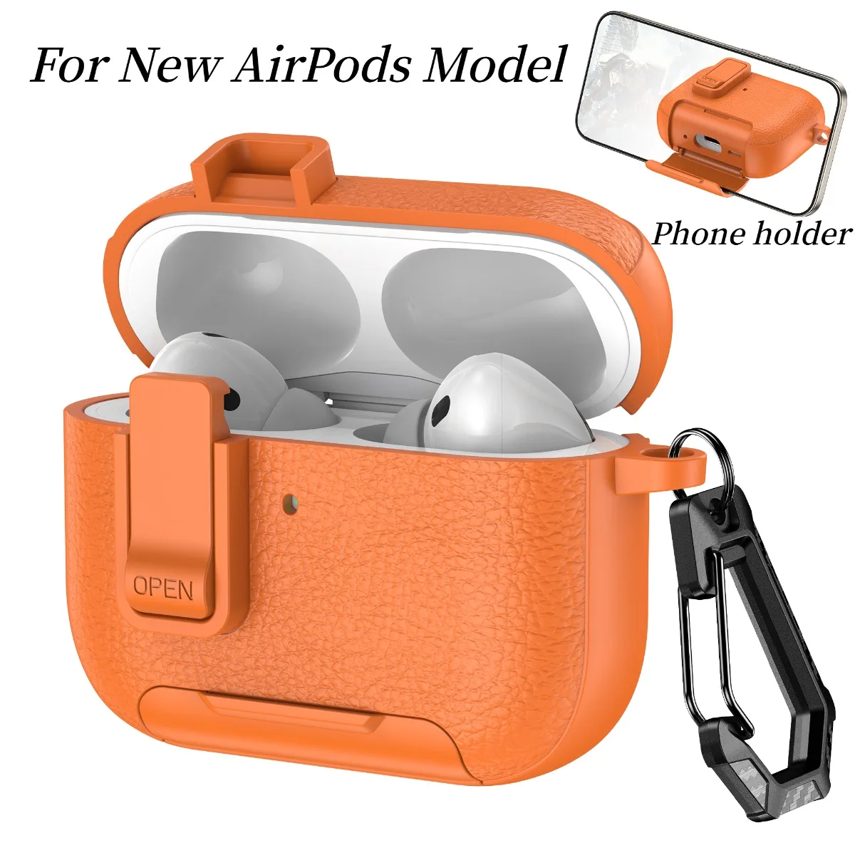 Veiligheidsvergrendeling telefoonhouder cortex hoesje voor AirPods Pro 3 Bluetooth headset hoesje voor AirPods Pro 2 AirPods 1 2 3 4 hoesje met haak