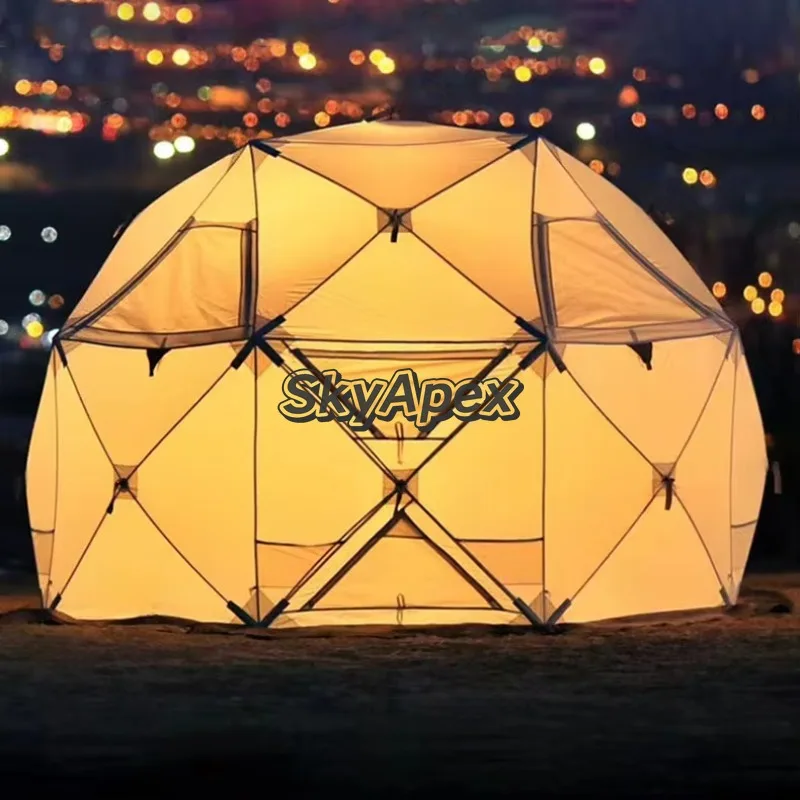 Luxury One  Bedroom Glamping Tent Outdoor Dome Four-Season  Waterproof Quick Automatic  Opening Camping Spherical Thickened 210D