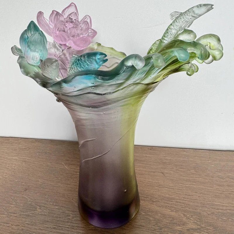 Home Creative Crystal Fish Flower Holder Surplus Every Year Vase Dining Room Decoration Living Room Sample Room Decoratior
