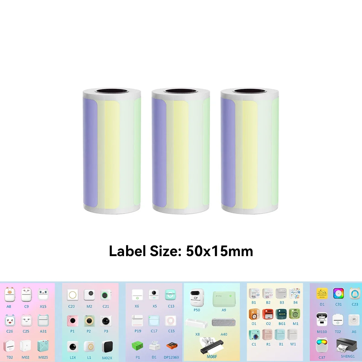 3 Rolls Mini Printer Sticker Lable Thermal MultiColor Paper Compatible M02/T02 Self-adhesive paper to Print Photo, Note, Journal