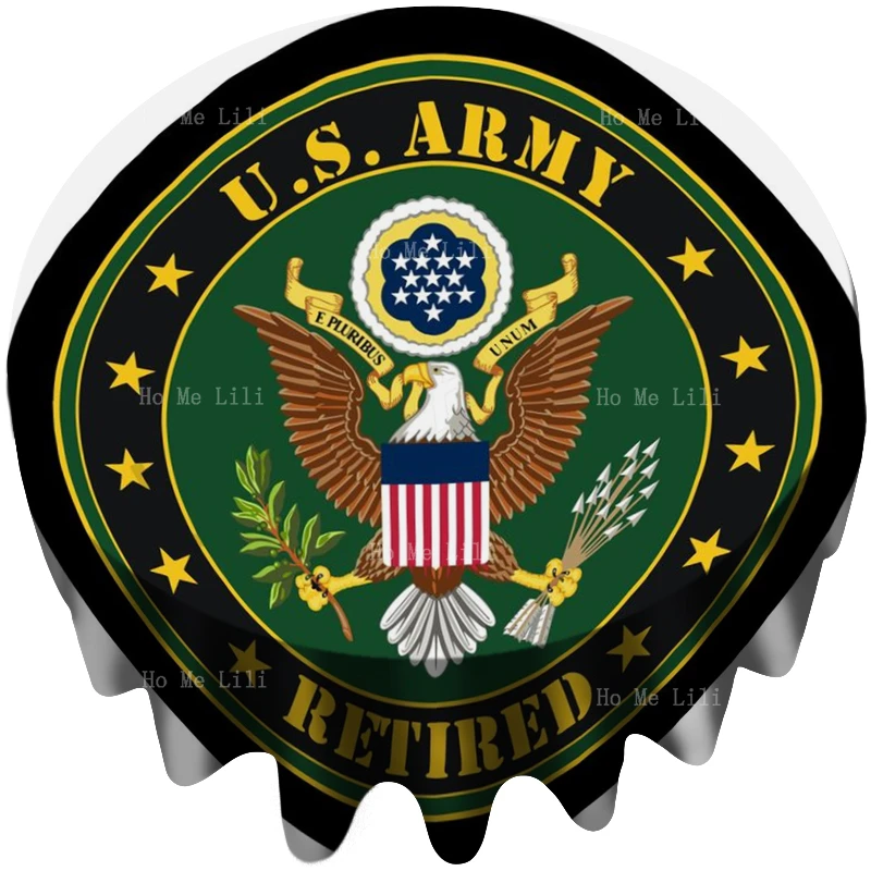 United States Army Insignia Retired Army Emblem Round Tablecloth Decorated The Kitchen