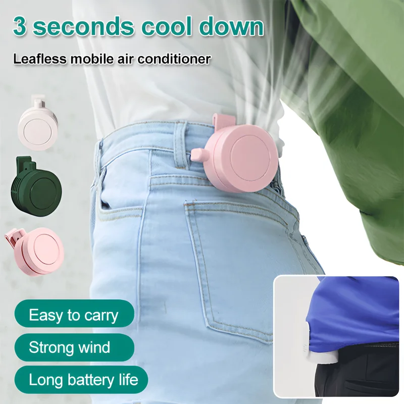 

Portable Mini Desk Fan Bladeless Clip On Wearable Fan USB Rechargeable 360° Adjustable Quiet Personal Cooling Fan for Travel