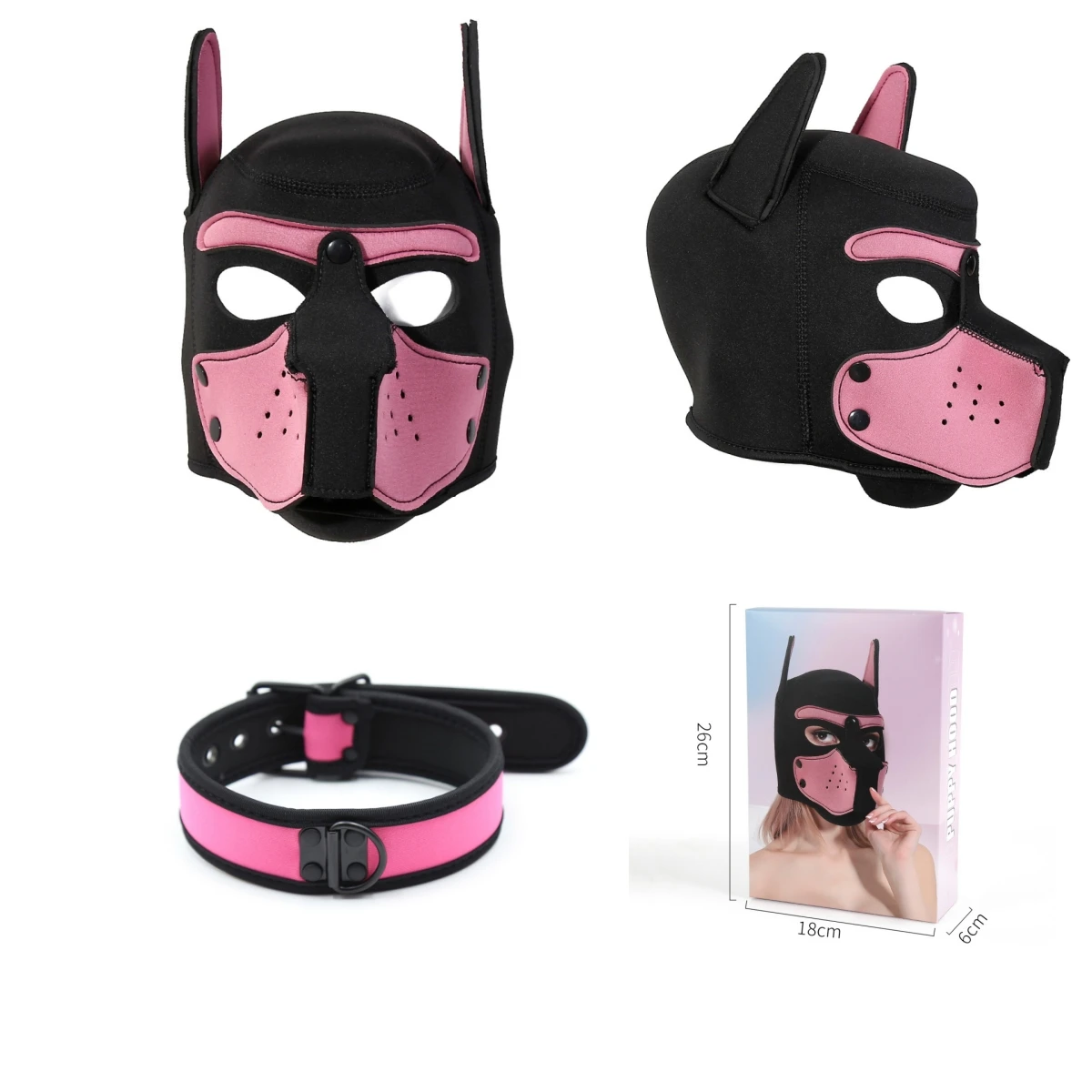 Fashion Sexy Costumes Latex Open Mouth Dog Headgear Halloween Puppy Play Party Couples Games Full Face Masks Hood Sexy Costumes 2