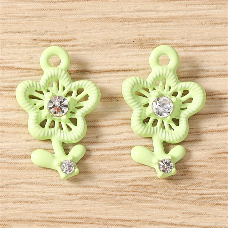 5 Stück Niedliche Bunte Kristall-Metall-Blumenanhänger Passend für Halsketten, Ohrringe, Armbänder, DIY-Bastelzubehör für Schmuckherstellung – Detail 10