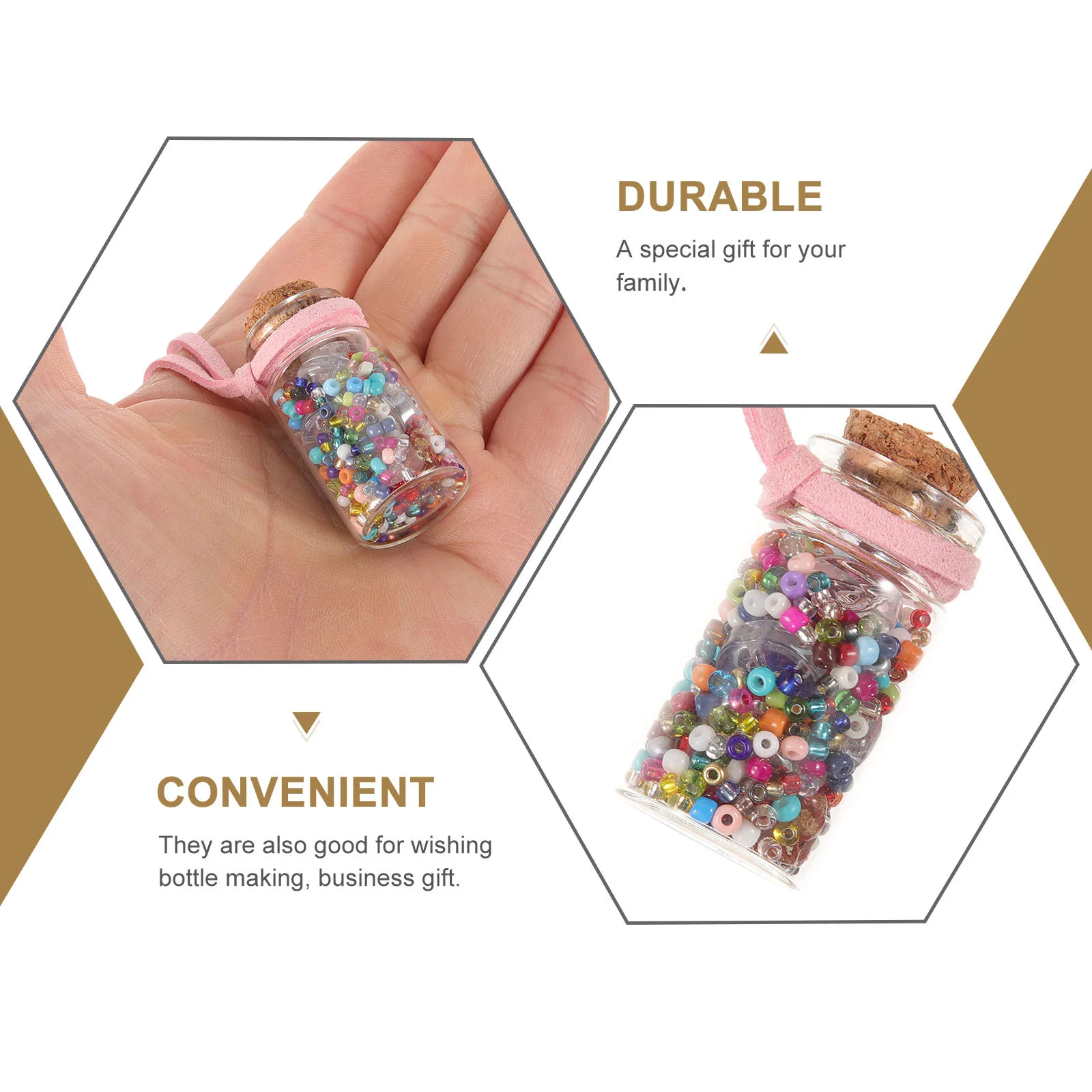 1 set 1 Set Of Beads Craft Kit Small Glass Bottles With Wooden Cork Mini Wishing Bottle Decor For Kids Diy Projects Home School