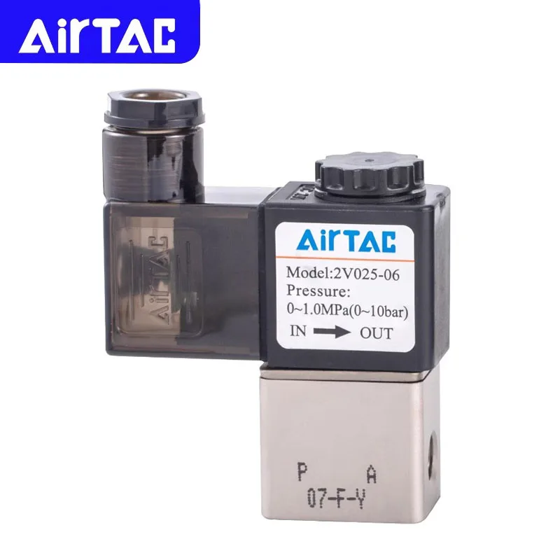 

AIRTAC Original 2V Series Fluid Controlvalve 2/2Way 2V025-06/2V025-08 Controls Solenoid Valve AC/DC 12V 24V 110V 220V