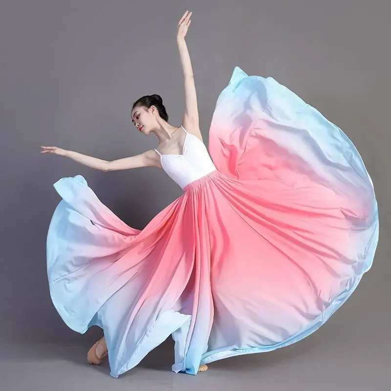 

360-720 Degree Flamenco Dance Performer Gradient Skirts for Women Stage Performance Classical Dance Practicing Skirt