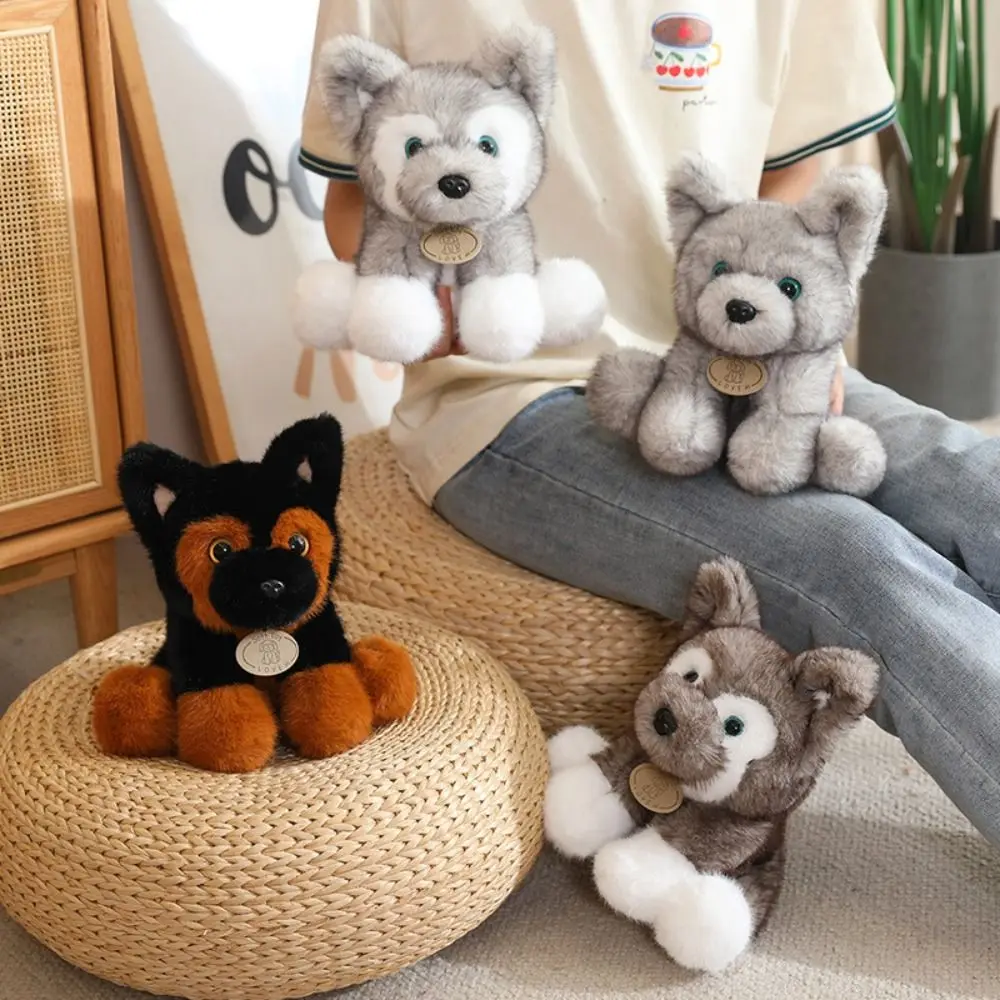 

Big Ear Sitting Dog Plush Toy Wolfdog Schnauzer Huksy Plush Doll Fluffy Cute Baby Dog Pillow Room Decoration