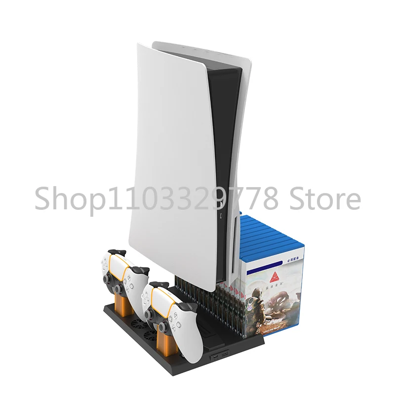 Ps5 Consolas Multifunctional Vertical Stand Ps5 Controller Charger Station Dual Charging Base with Game Card Holder