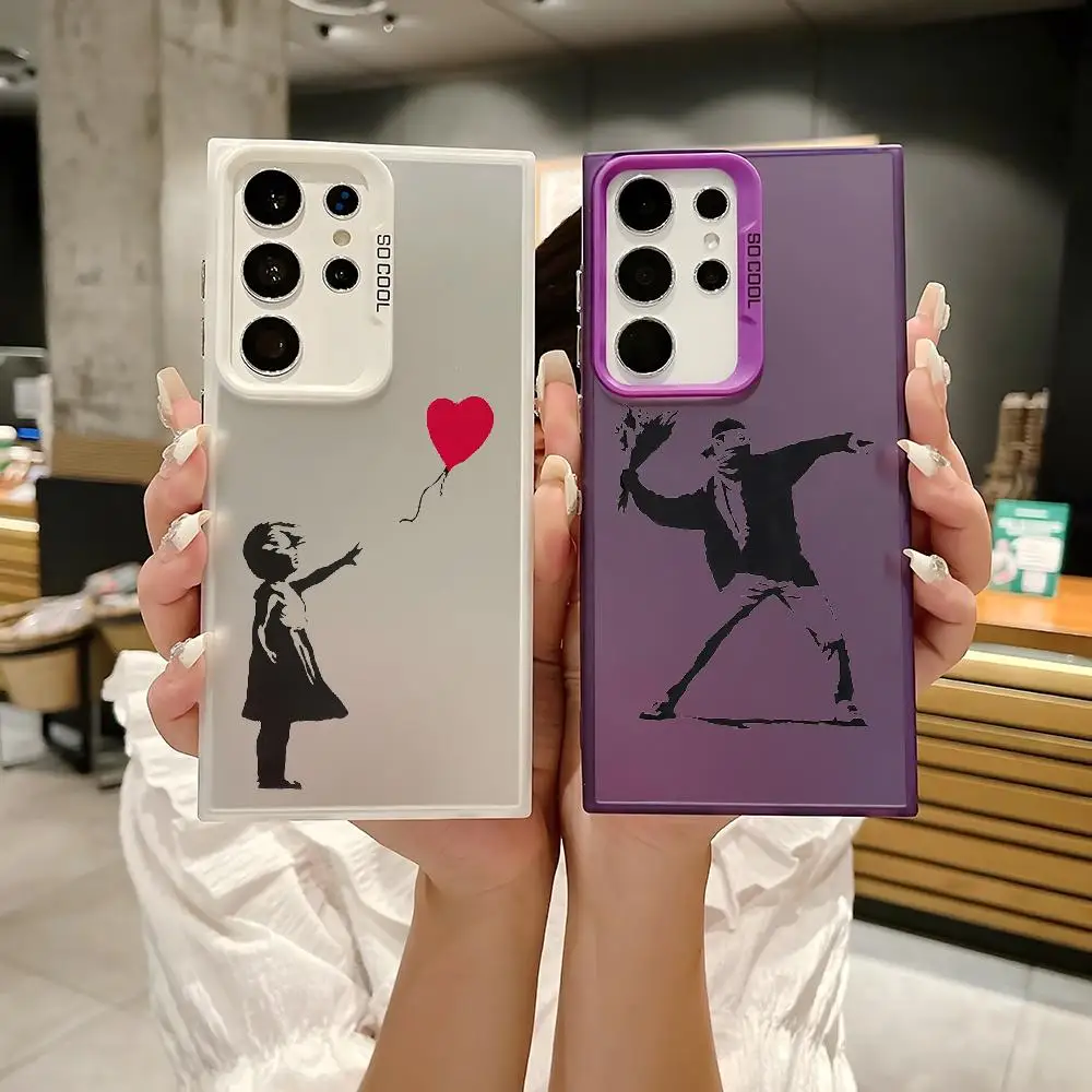 Pretty Fashion Art B-Banksy Phone Case For Samsung Galaxy S25 Edge S24 S23 S22 S21 S20 Ultra Funda Silicone Silver Phone Case