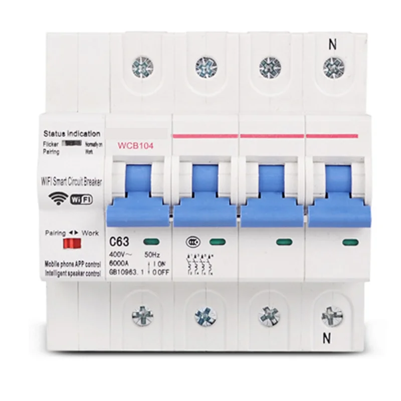 Three Phase Circuit Breaker Tuya Smart Wifi Circuit Breaker Industrial Remote Control MCB Timing With Amazon Alexa Echo-A27R