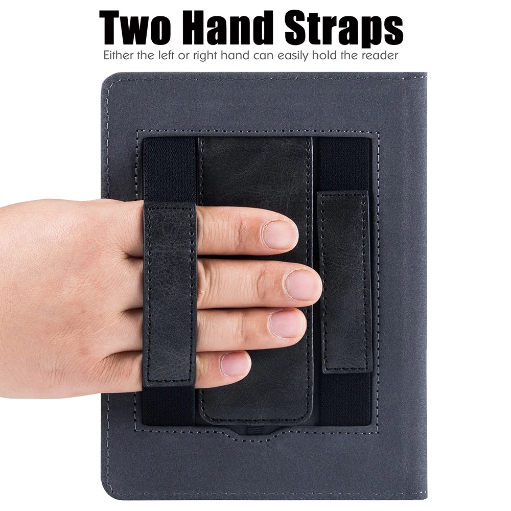 Stand Case for 7.8" PocketBook 743G InkPad 4/PocketBook InkPad Color 2 3 e-Reader - PU Leather Sleeve Cover with Two Hand Strap