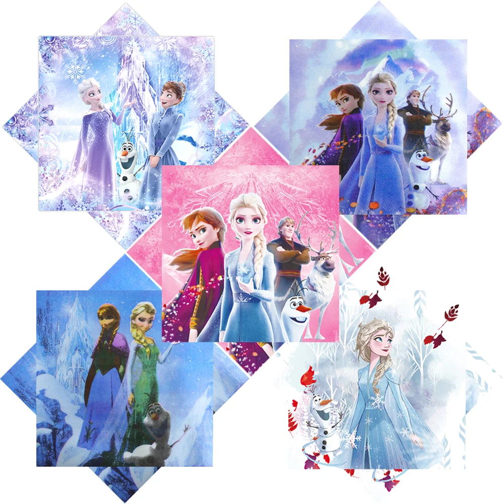 20pcs/Pack Disney Frozen Theme Disposable Tableware Anna and Elsa Napkins Pink Frozen Girls Happy Birthday Party Decoration