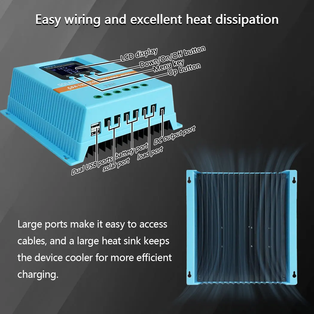 Y & H MPPT 60A 80A 100A contrôleur de Charge solaire 12V 24V 36V 48V écran LCD chargeur solaire régulateur intelligent batterie au Lithium