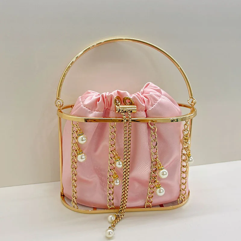 

Роскошная сумка в виде птичьей клетки из бисера, свадебный клатч с жемчужной бахромой, винтажная корзина для пикника, сумка-ведро с ремешком через плечо, вечерняя сумка