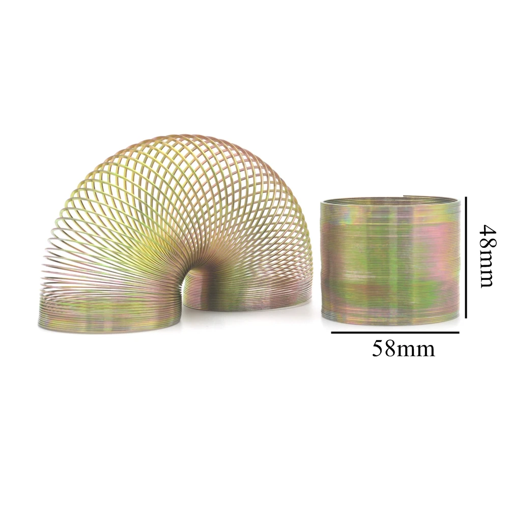 FINEWE Metal Rainbow Circle Funny Classic Wave Spring Circle Children Gift Walking Spring Slinkys Multi Color Size 48x58mm