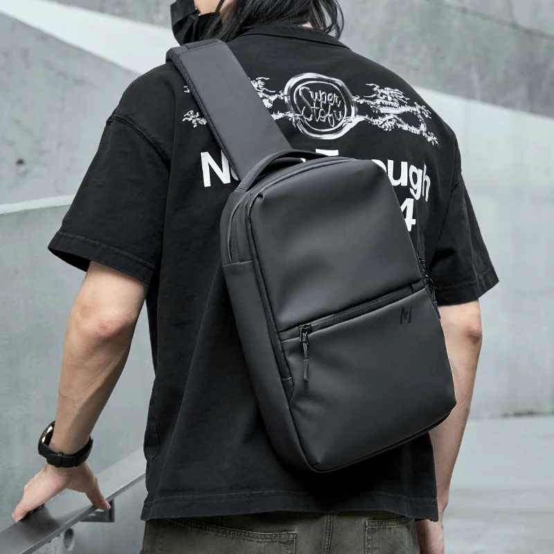 Outdoor Sport Men's Crossbody Bag Stylish Business Travel Male One Shoulder Backpack Large Capacity Waterproof Leather Sling Bag