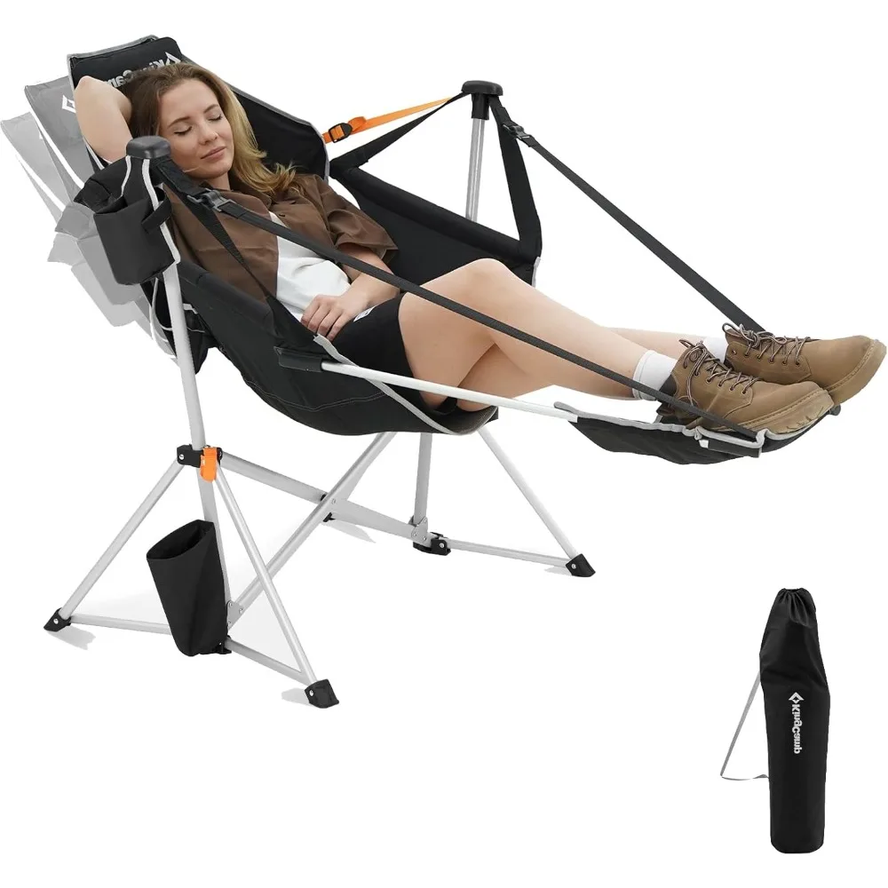 

Hammock Chair with Footrest, Swinging Portable Folding Camping Chairs for Adults MAX 400lbs Heavy Duty Foldable Oversized Rocke