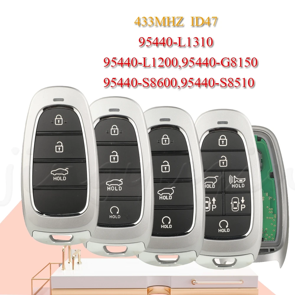 

Jingyuqin 3/4/7Buttons Smart Card Remote Car key For Hyundai Fob Control 95440-S8600/S8510/L1310/G8150/L1200 433MHz ID47Chip