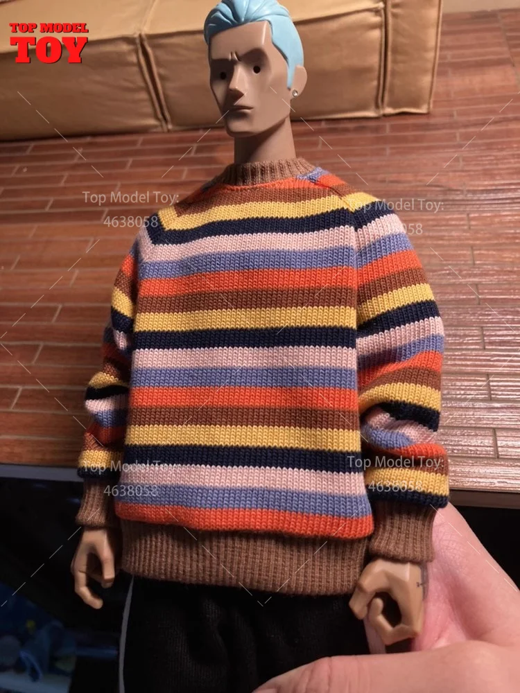 In Voorraad 1/6 Trui Gestreepte Top Jas Vrijetijdsstijl Kleding Accessoire Model Fit 12 '' Mannelijke Soldaat Action Figure Body poppen