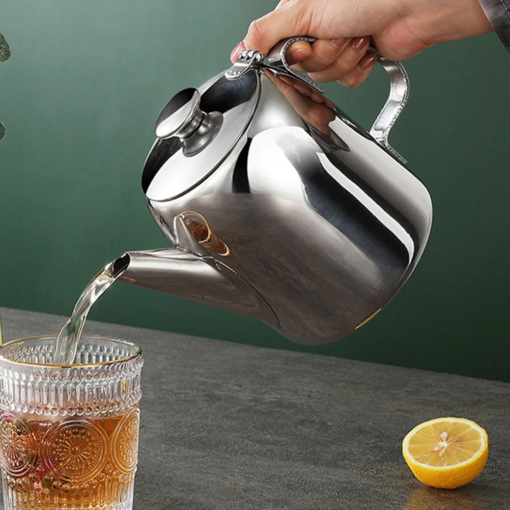 

Stainless Steel Tea Pot Metal Kettle Modern Design Ergonomic Handle Smooth Coffee Kettle Home Tea Brewing