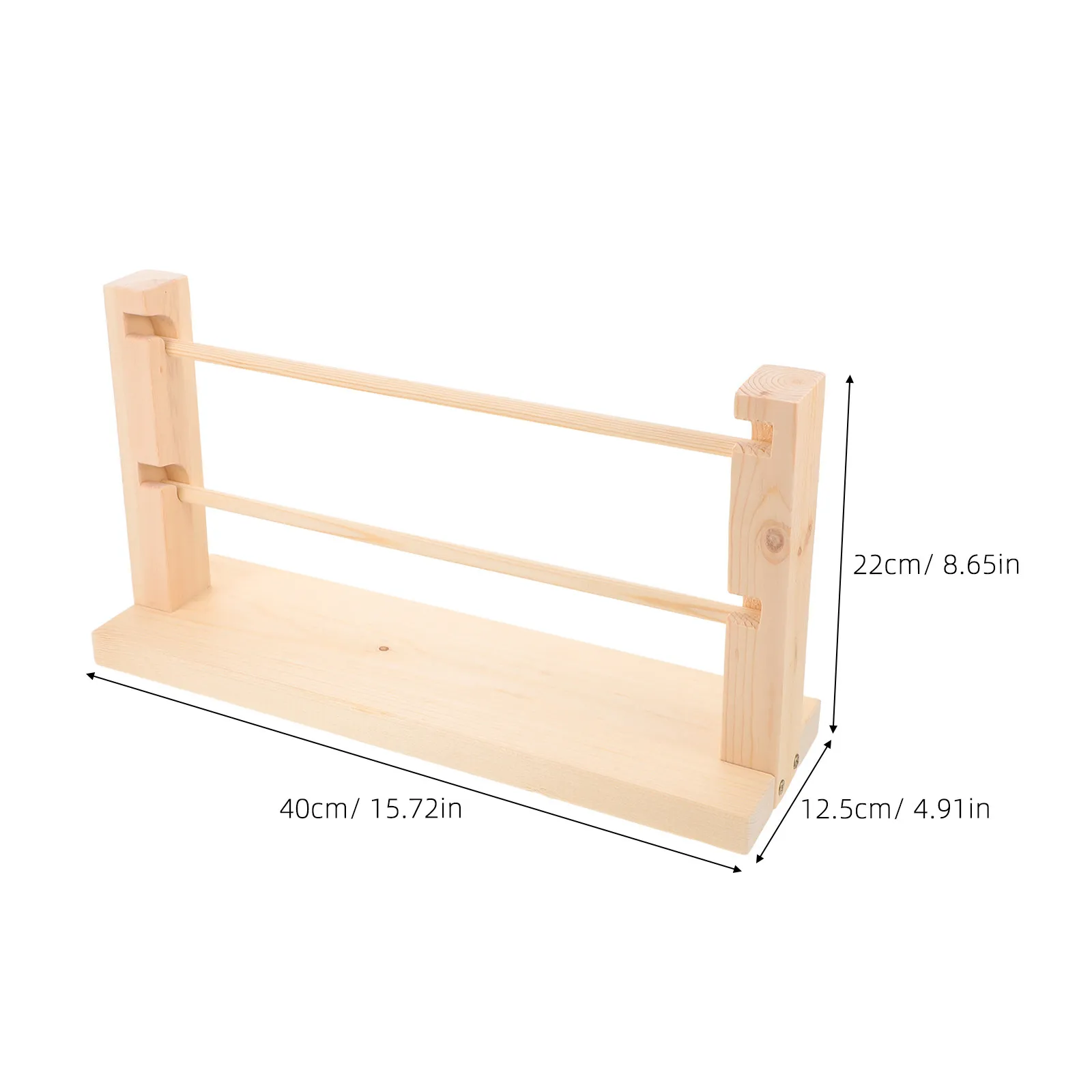 2-Tier Wooden Ribbon Organizer Rack Ribbon Storage Stand for Florist Sewing Crafts Cake Shop Washi Tape Spool Holder Storage