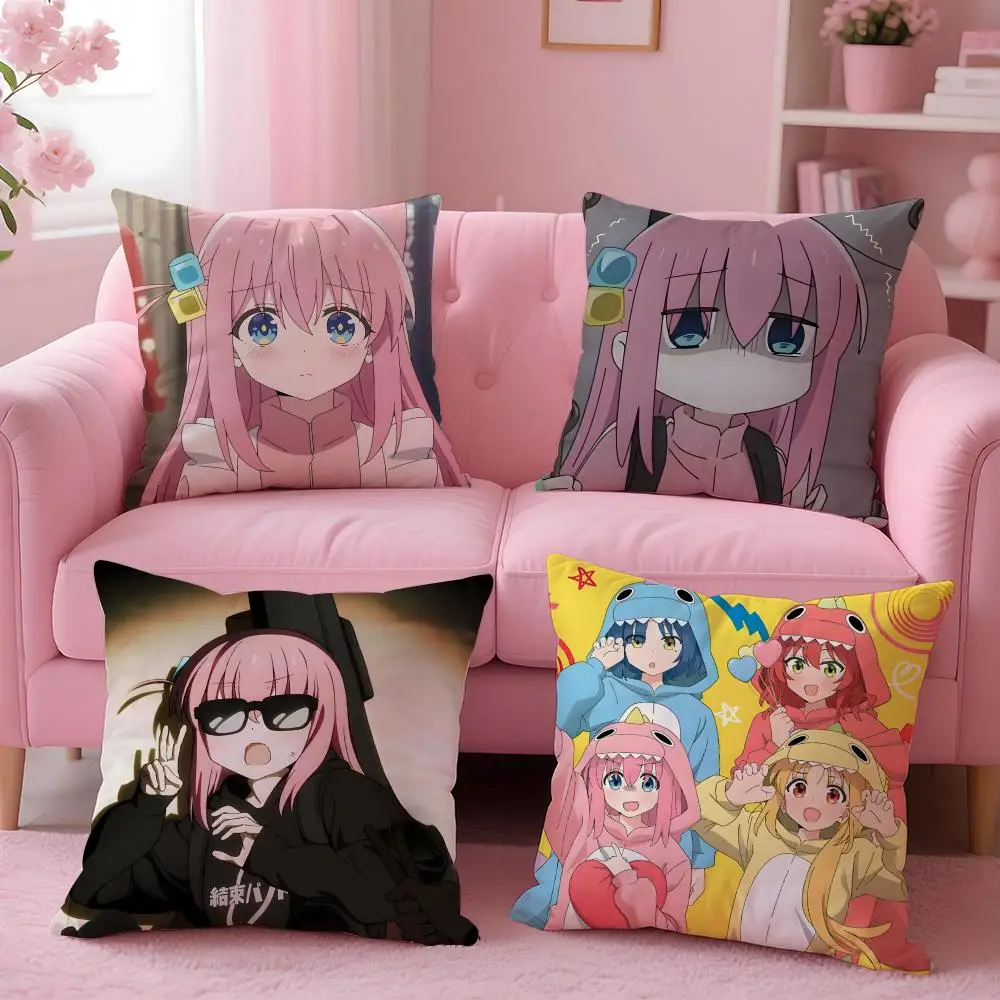 anime Bocchi the Rock Cushion Cover Cushion Cover Set 4Pcs 50x50 45x45 40x40 Pillowcase Decorative Sofa Home Decor