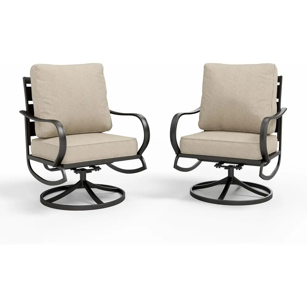 

2 Pieces Patio urniture Sets Metal Soa Chairs Patio Cushion Armchairs Swivel Soa Chairs with Removable Cover or Garden Backyard