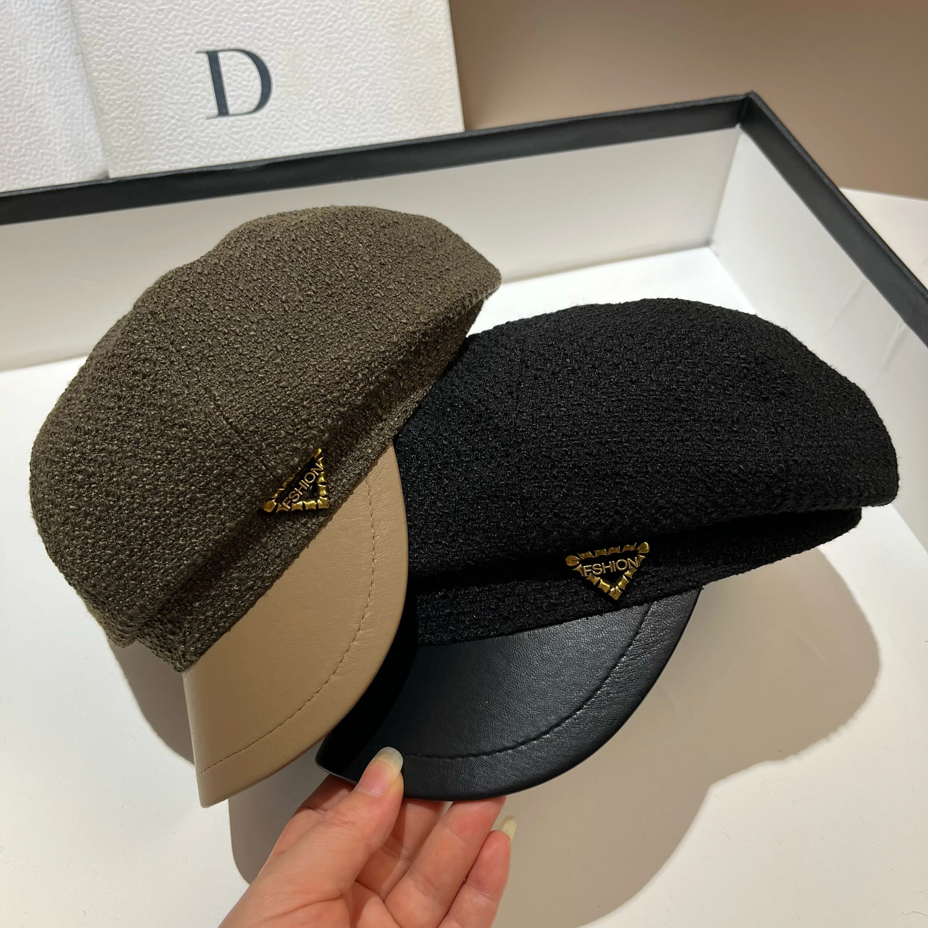 

Paris Fashion Inverted Triangle Woolen Octagonal Hat for Youth Street Pairing with Casual Duck Tongue Newspaper Children's Hat