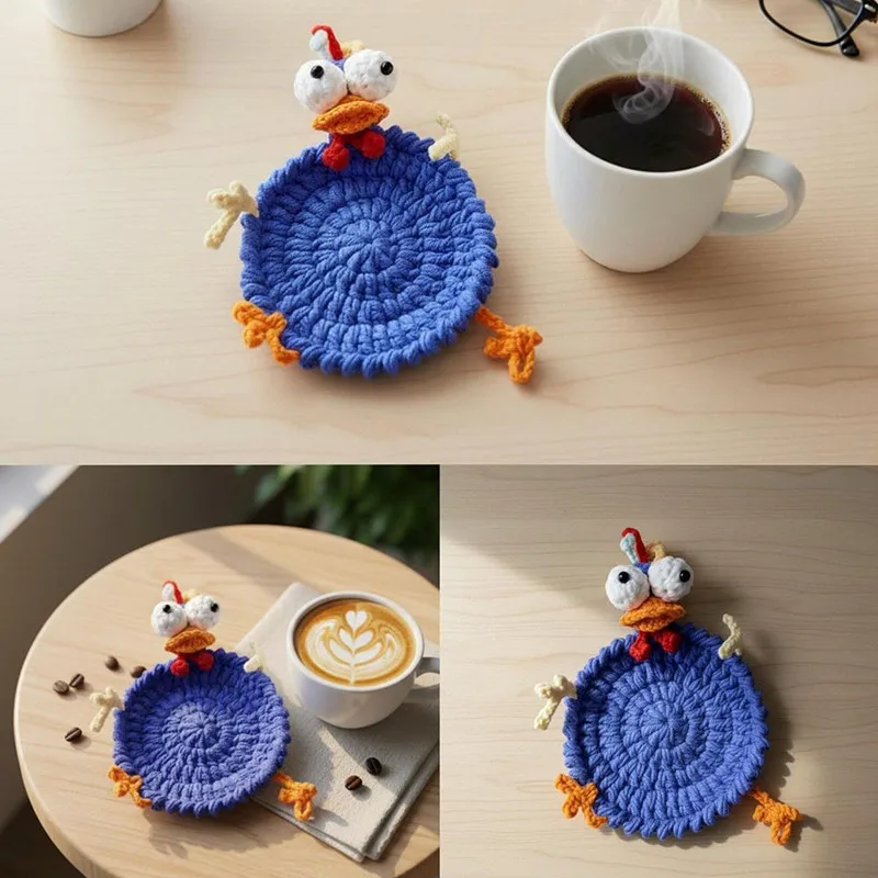 Hand-Knitted Animal Coasters – Creative Crochet Coffee Coasters and Table Decor; A Decorative Gift for Friends