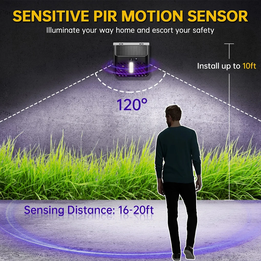 2 шт. солнечный свет уличный садовый светильник с индукционным светом человеческого тела для 15 часов наружной солнечной батареи