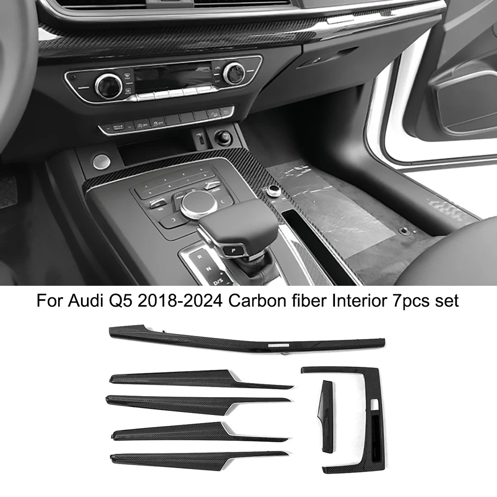 

Momoki，Cen Mu，birch， Carbon Fiber Center Console Interior Panel 7-Piece Set for Audi Q5 RSQ5 2018-2024 Interior Upgrade Carbon