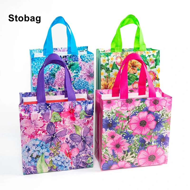 

StoBag-Waterproof Non-woven Fabric Tote Bag Candy Cake and Cookies Gift Package Holiday and Party Favors Event and Festival 12PC