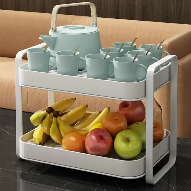 Double-Layer Tea Cup Storage Rack Home Use Water Cup Drain Tray Tea Set Organizer