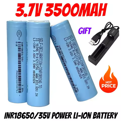 18650 3500mAh 100% Original Power Battery INR18650/35V 3500mAh Li-ion 3.7v Rechargeable Battery 18650 Battery +USB Charger