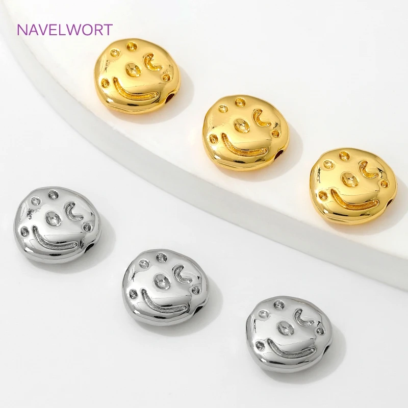 Cuentas espaciadoras irregulares de latón chapado en oro real de 18 quilates para la fabricación de pulseras, separadores de cuentas, accesorios de joyería DIY.