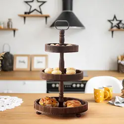 Wooden Cake Stand 3 Tier Snack Rack Cake Towers Candy Plate Dessert Stand for Wedding Table Catering Cookie Halloween Decor